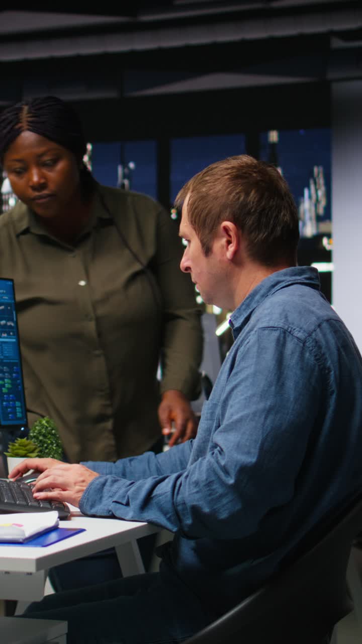 Vertical Video Diverse designers engineers using AI neural networks to create interior design