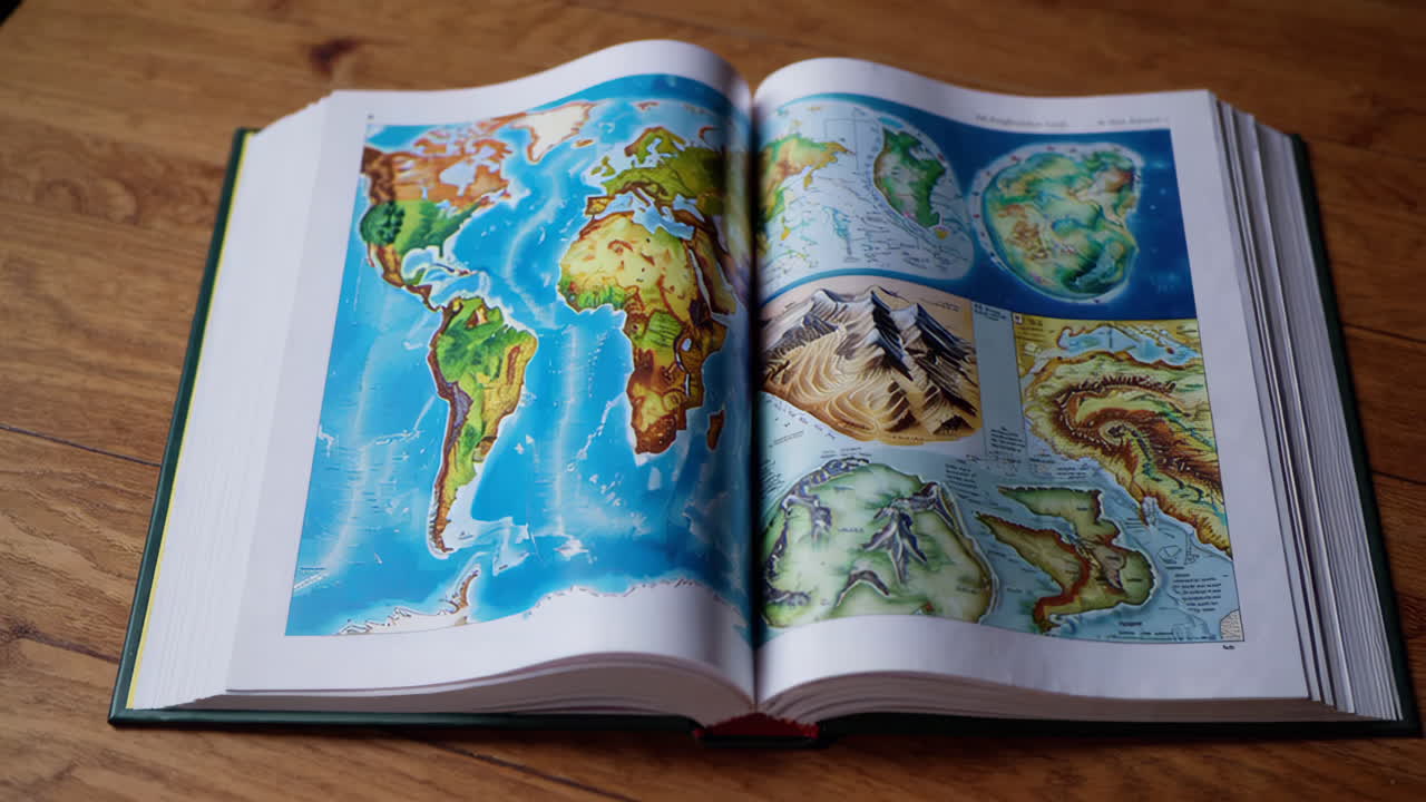 Open Book Showing World Map Illustrations
