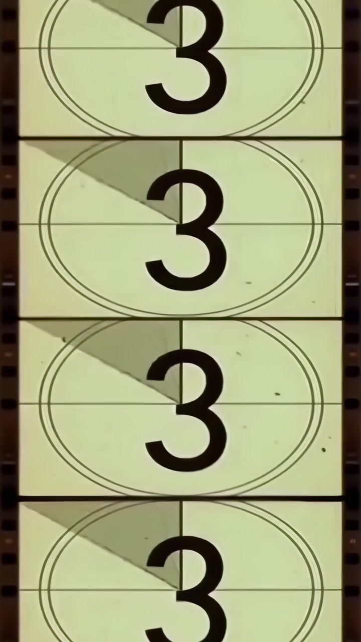 Vintage Film Countdown Leader with Film Burn Effect