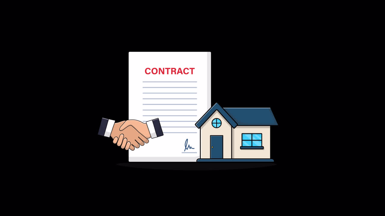 Real Estate Contract Signing and Handshake Animation