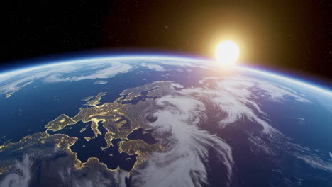 sunrise over europe from space