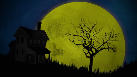 halloween background animation with house and moon 3