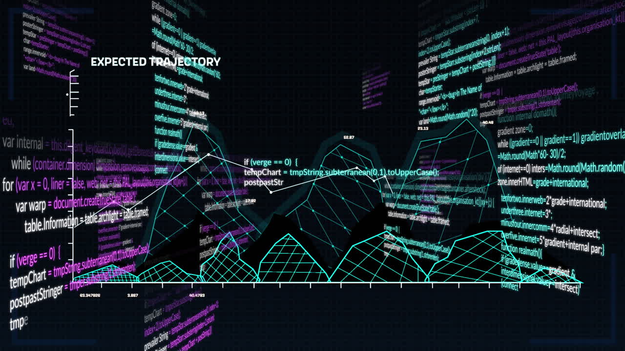 Animation of data processing over black background