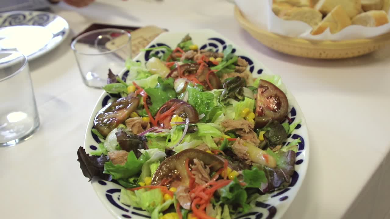 Medium closeup of a beautiful fresh tuna salad