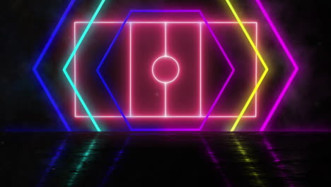 animation of neon pink sports field and neon shapes