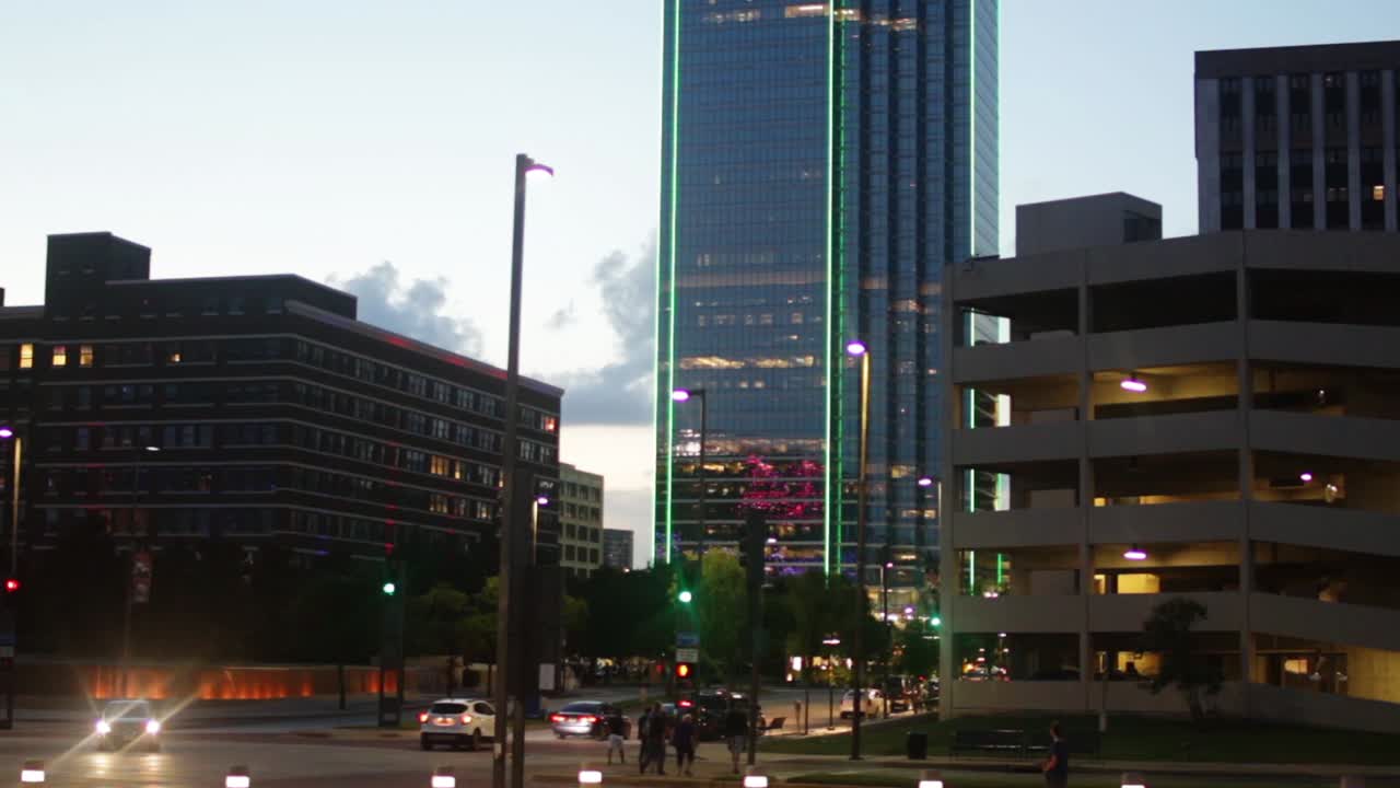 Evening life in downtown Dallas Texas
