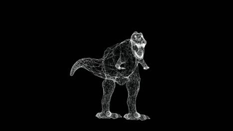 hologram screen 3d of tyrannosaurus rex dinosaur gyrating - loop