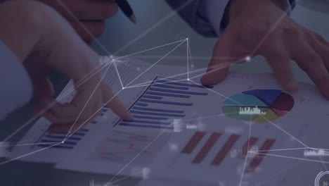 animation of networks of connections over people checking financial data