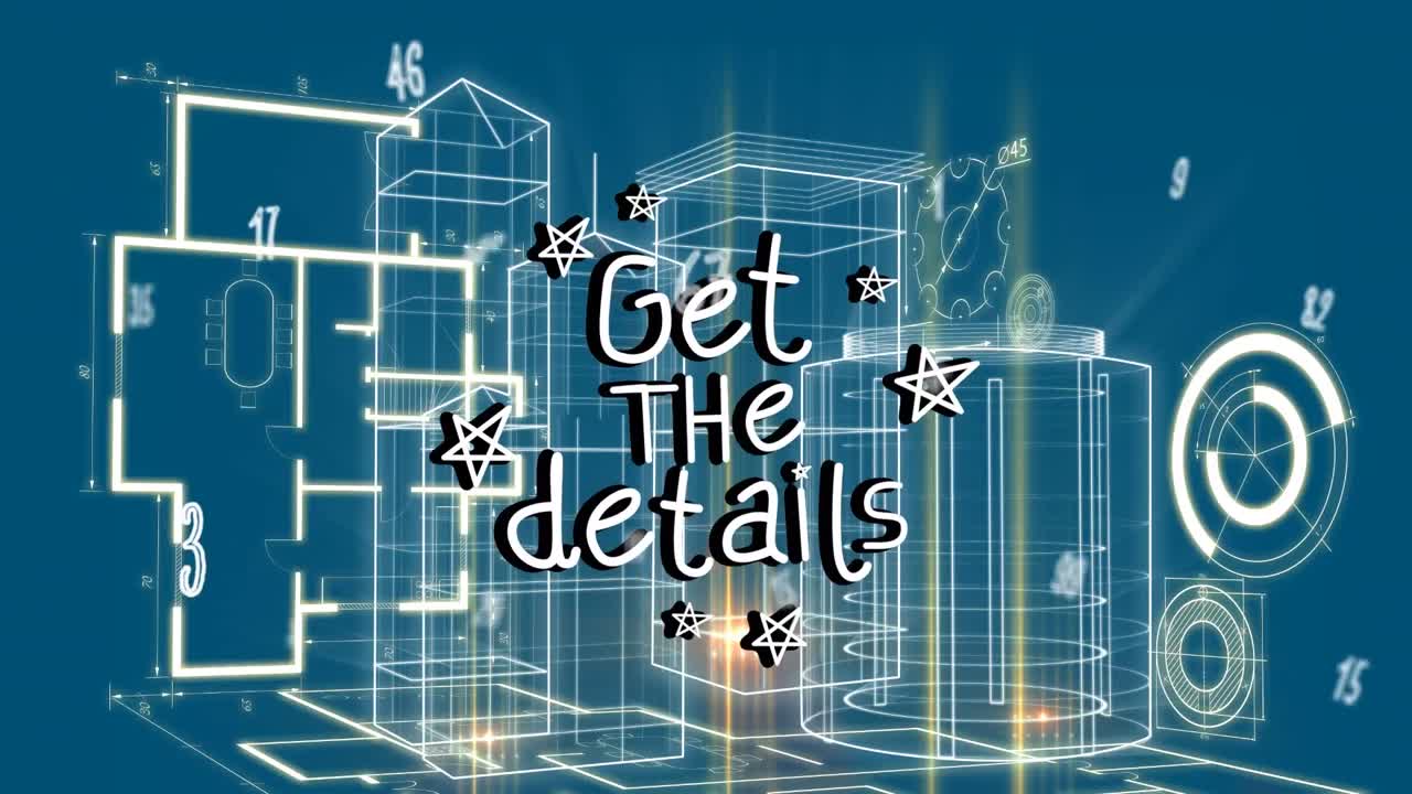 animación de las estrellas alrededor obtener los detalles texto sobre modelo 3d de patrón abstracto y círculos