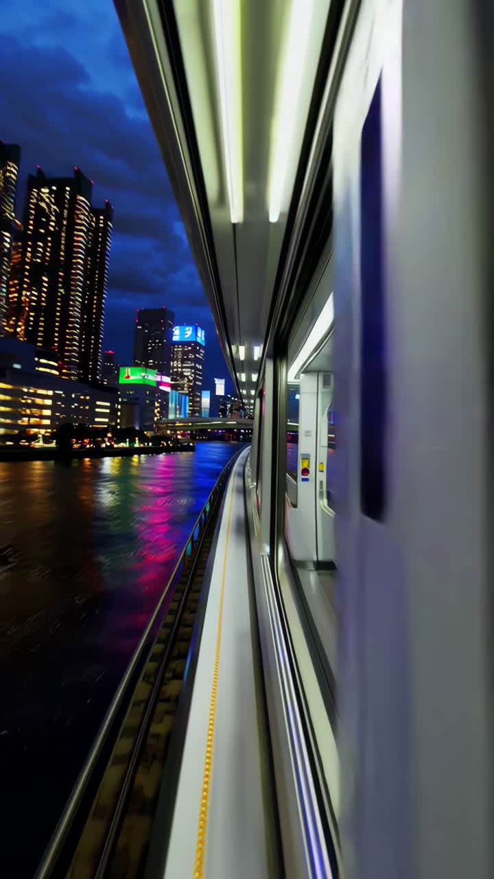 Night City View from a Train Window