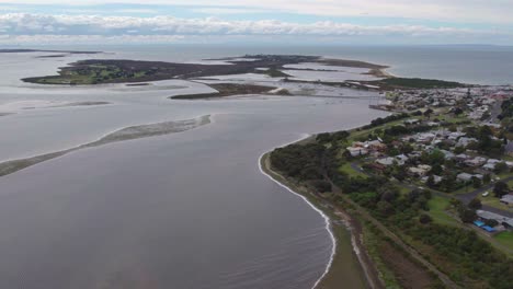 vista aérea cerca de queenscliff mirando hacia la isla de los cisnes