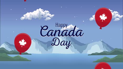 happy canada day lettering animation