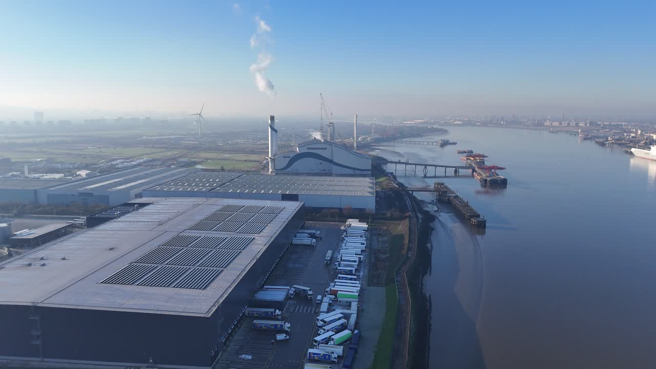 Riverside Resource Recovery plant Bexley UK drone,aerial 4K footage