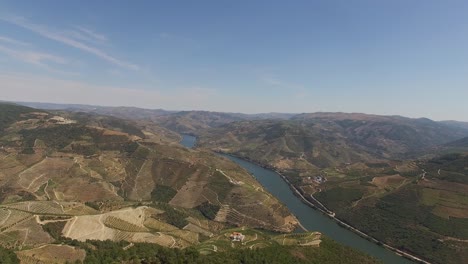The-Douro-River-Crossing-Mountains,-Portugal
