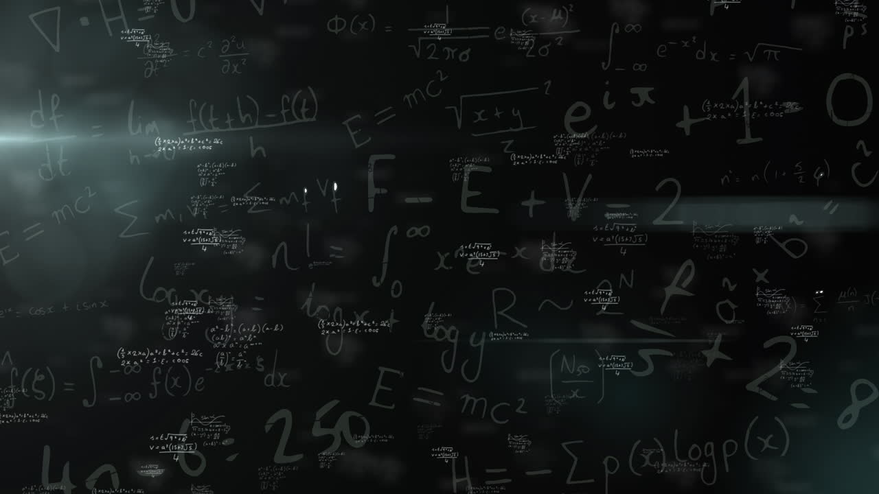 Animation of moving mathematical formulas over blackboard