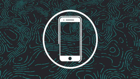 Animation of smartphone icon over shapes moving