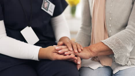 support, counselling and nurse holding hands