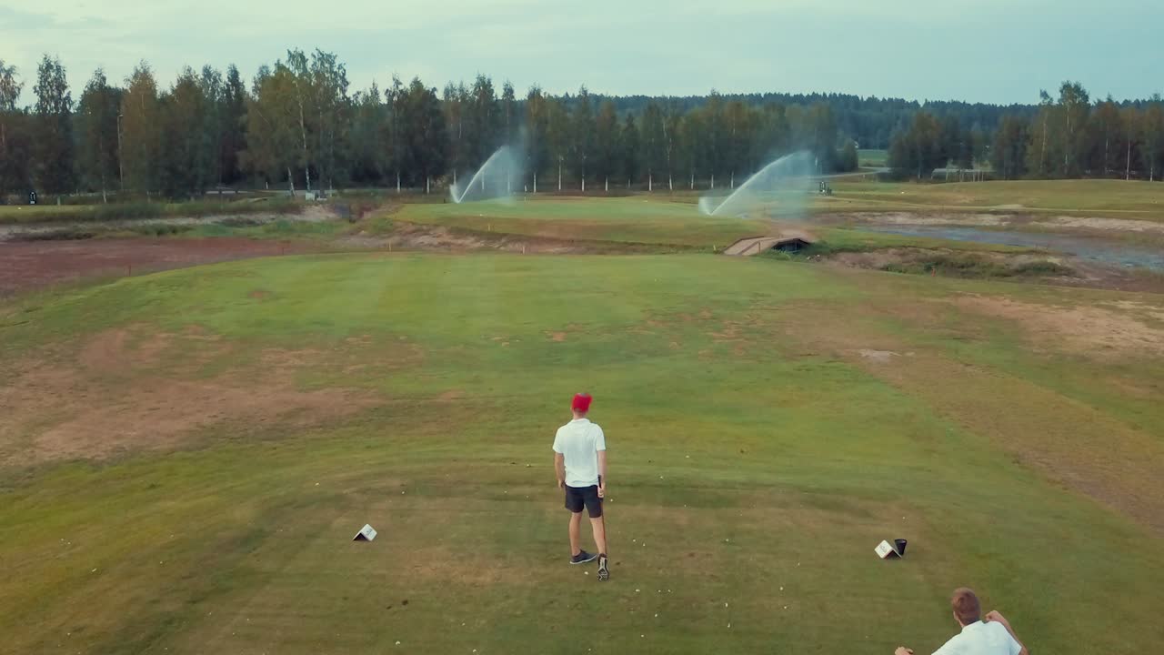 Golf swing drone footage