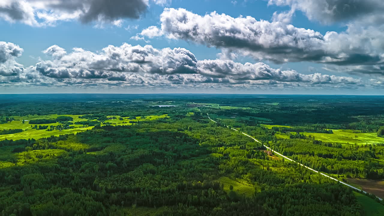 Cloudscape Rolling Over Greenery Nature Park. Timelapse