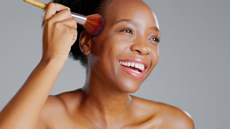 beauty, makeup and brush with black woman