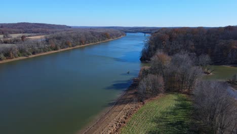 aerial view of cumberland river at daytime, waterway in united states