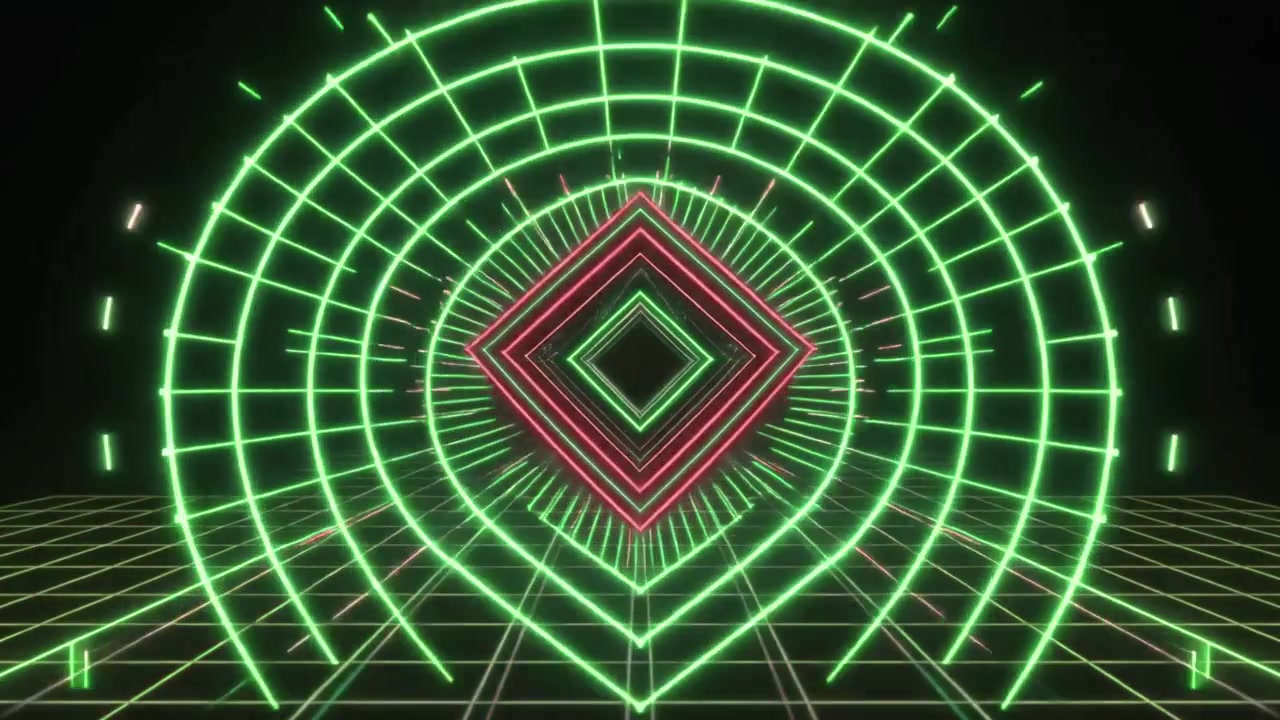 Retro Futuristic Neon Diamond Tunnel Animation