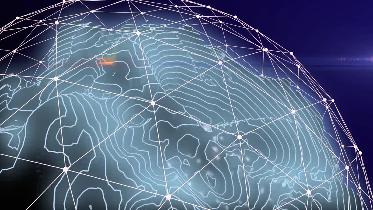 Animated Digital Globe with Global Network and Contour Map
