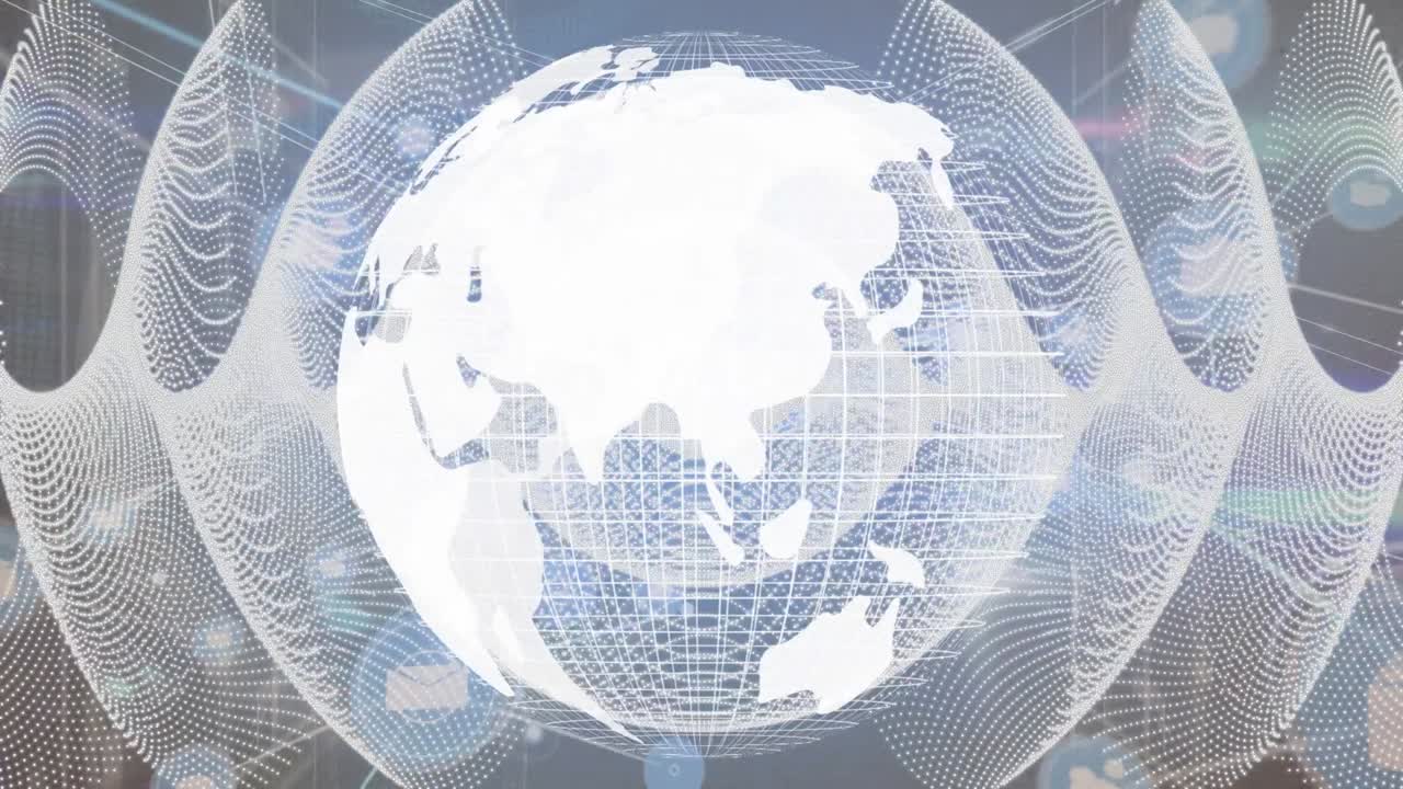 전 세계에 있는 아이콘과 연결된 네트워크의 애니메이션