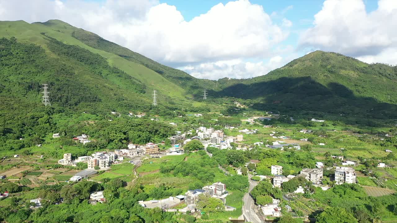 홍콩의 아름답고 조용한 시골 마을 -sheung shui -aerial