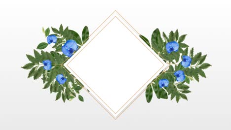 photo frame for copy space with decorative blue flowers