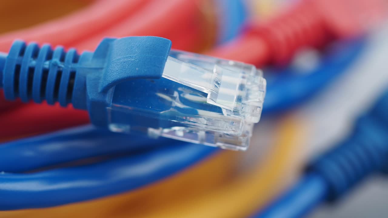 Close-up view of network cables