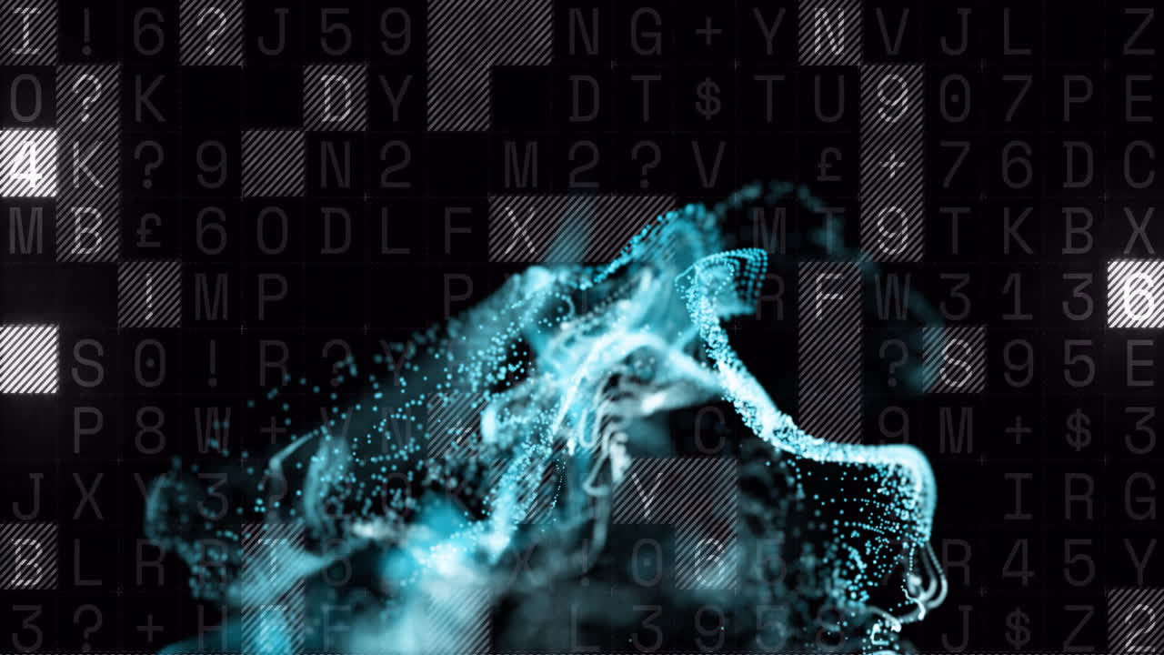 animazione di punti blu su elaborazione dei dati su sfondo nero