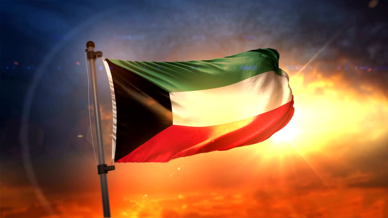 쿠웨이트의 발은 아름다운 해가 뜨는 순환 속도 느린 모션 4k에서 백라이트됩니다.