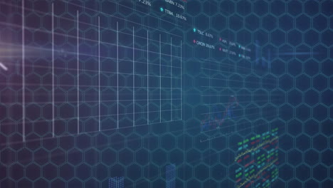 Animación-De-Análisis-De-Datos-Financieros-Y-Del-Mercado-De-Valores-Sobre-Un-Fondo-De-Cuadrícula-Hexagonal