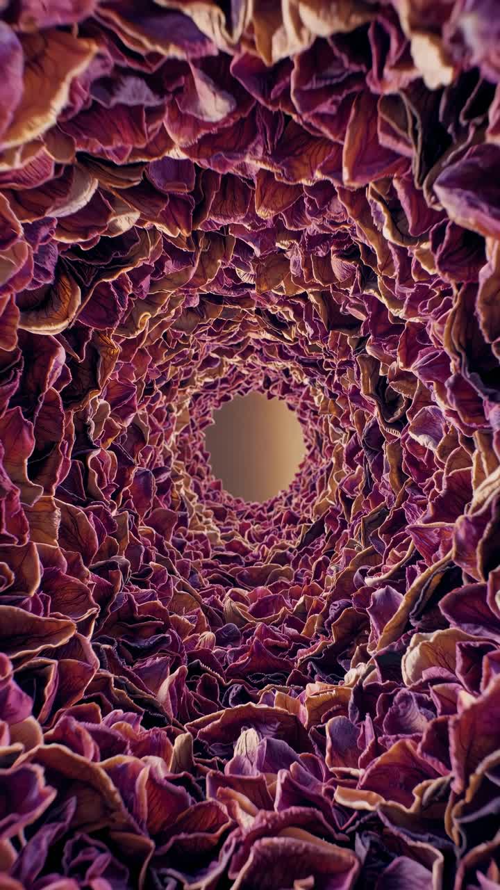 Abstract Tunnel of Ruffled Petals