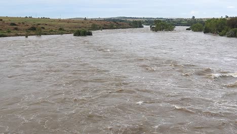 flood waters in a strong vaal river, south africa