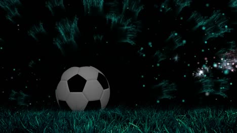 Animation-of-explosion-over-dark-background-and-soccer-ball