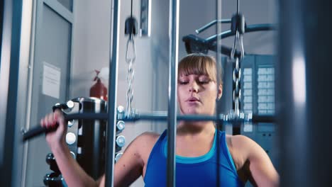 a young woman trains on a simulator