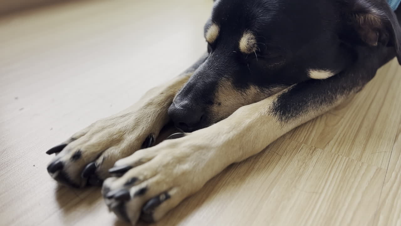 Chien faisant une sieste sur le sol