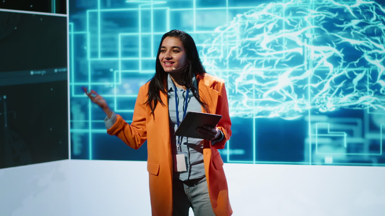 especialista hablando en una conferencia mundial, explorando todos los temas