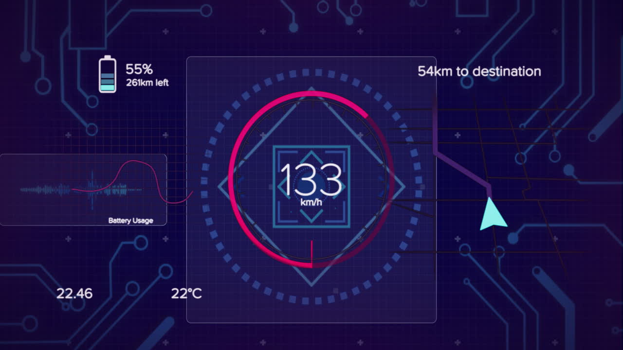 animación del procesamiento de datos financieros a través de una placa de circuitos informáticos