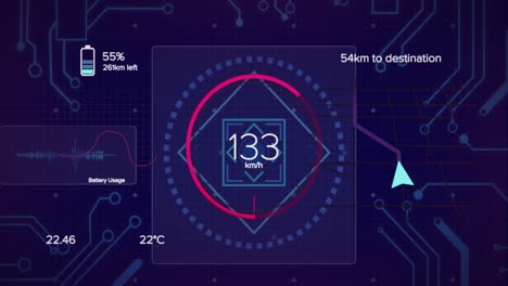 animación del procesamiento de datos financieros a través de una placa de circuitos informáticos
