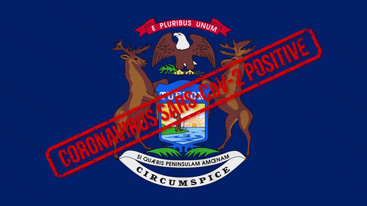 미국 미시간 주 (michigan state) 의 흔들리는 발은 코로나19에 대한 긍정적인 반응으로 스프되어 있습니다.