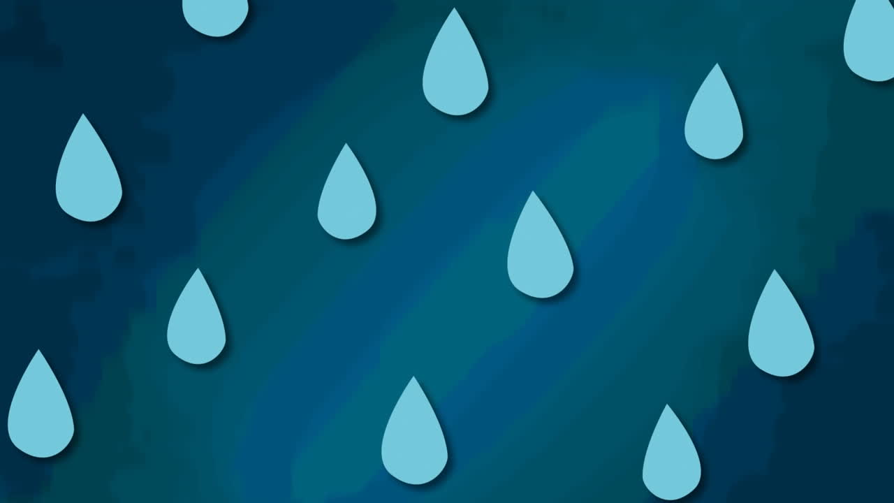 animación de gotas de lluvia azules que caen sobre un fondo de rayas azules