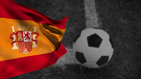 Animation-Der-Flagge-Spaniens-über-Fußball