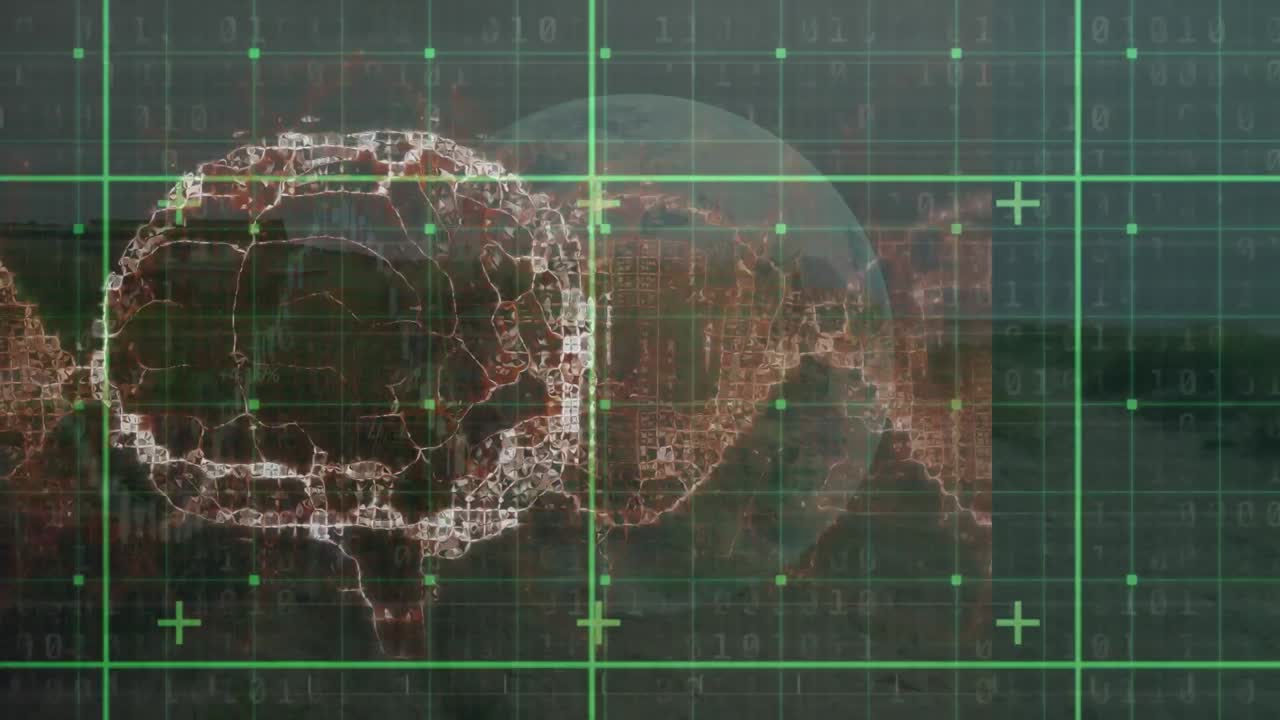 뇌와 지구상에서 데이터 처리의 애니메이션