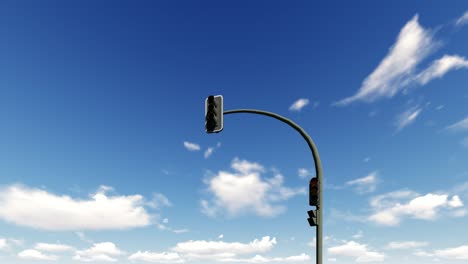 traffic light on the background of running clouds on a blue sky 4k