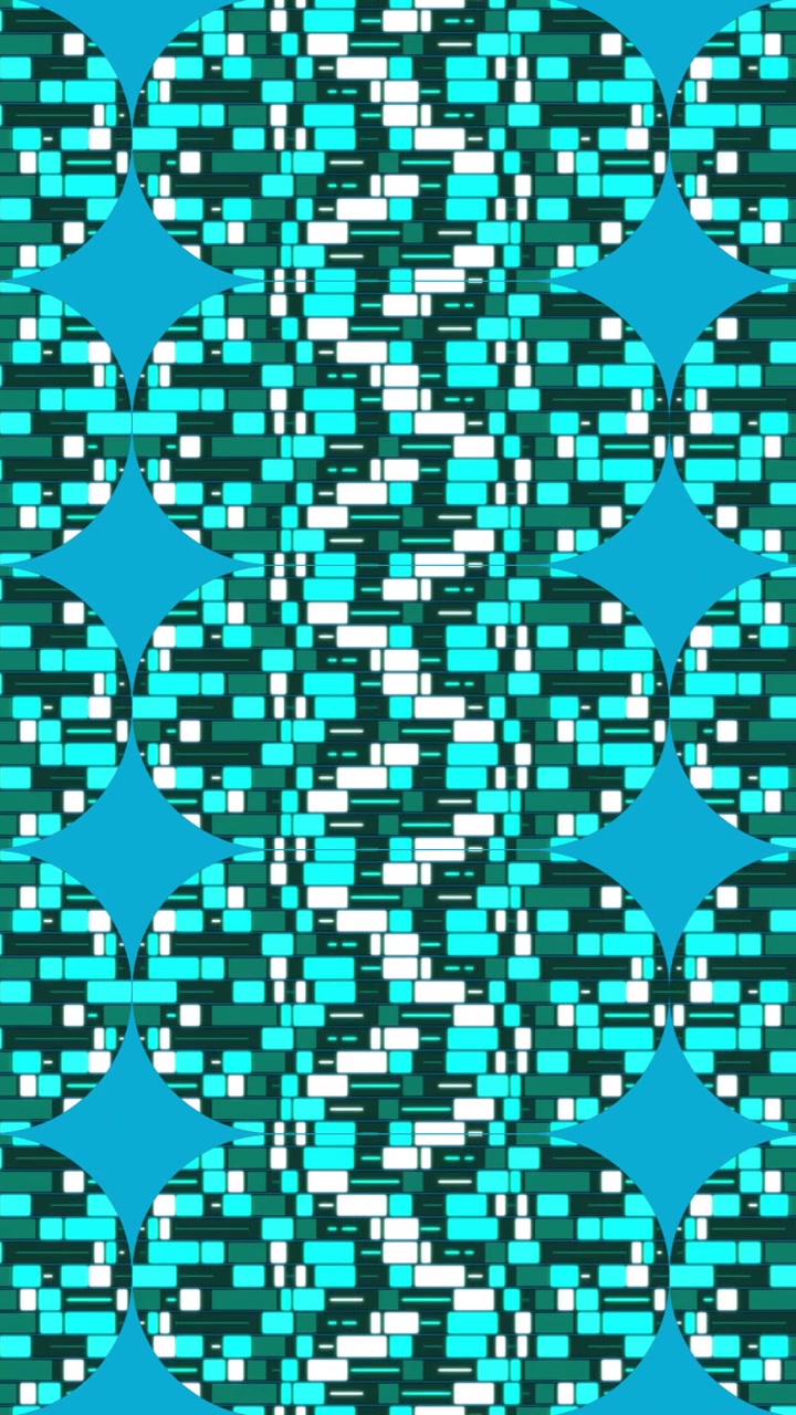 Animation of vertical rows of blue mosaic capsule shapes moving on blue background