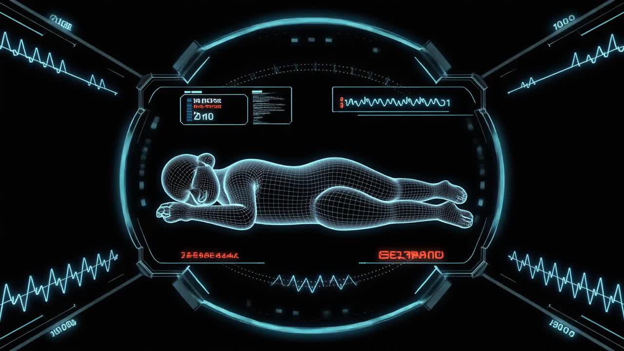 Futuristisk trådmodell 3D-skanning av människokroppen med digitalt gränssnitt