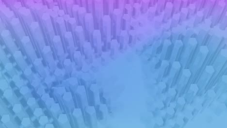 Pulsating-rows-of-purple-and-blue-gradient-3d-geometric-figures